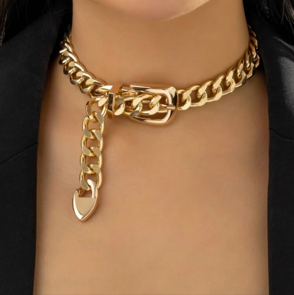 💖 2/$30 Womens Gold Chain Choker collar statement necklace Chunky punk NEW - Picture 13 of 13